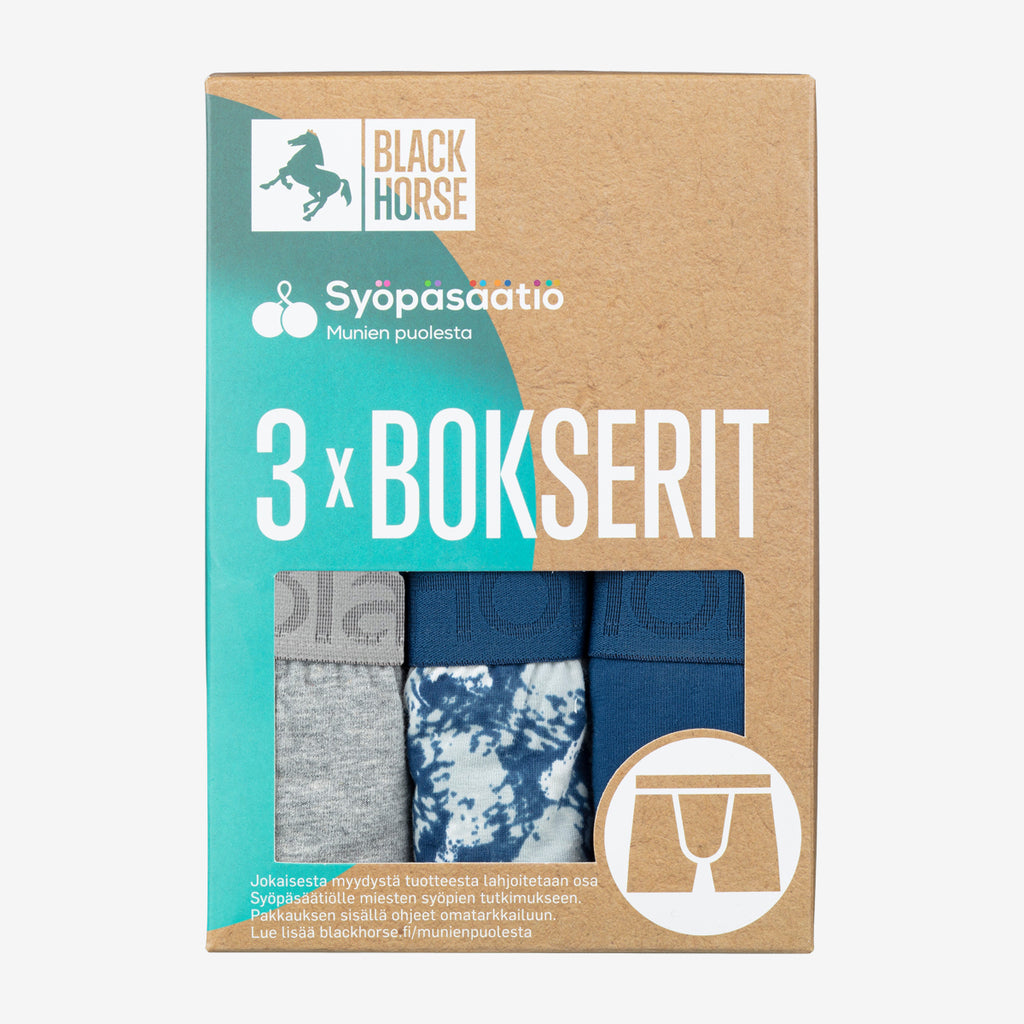 Black Horse munien puolesta bokserit puuvilla 3-pack tuotepaketti
