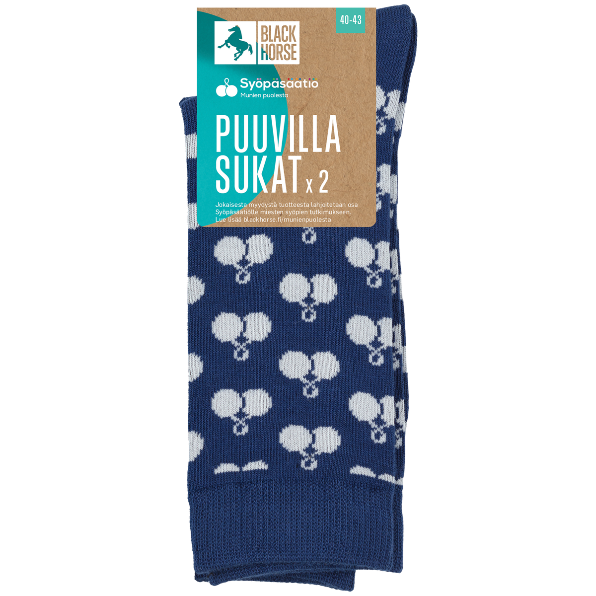 Black Horse munien puolesta puuvillasukat 2-pack tuotekuva